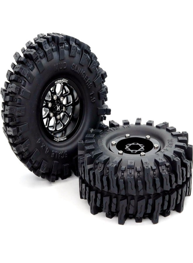hobbysoul عجلات وإطارات HOBBYSOUL 1.9 Beadlock بارتفاع 120 مم، إطارات وعجلات Mud Slingers T8 مقاس 1.9 بوصة - إزاحة سالبة 10.5 مم لترقيات سيارات التحكم عن بعد 1/10 SCX10 TRX4 Gen8، (عبوة من 4 قطع، HS701501) - Image 3